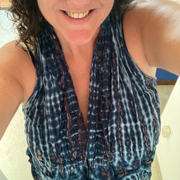 NWOT Size 12-16 The Collection Royal made in Thailand Tye Die Open Vest Tunic - Picture 3 of 4